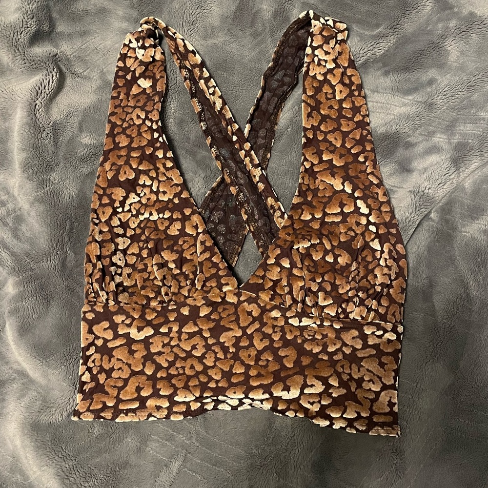 UO Leopard Velvet Crop Top
